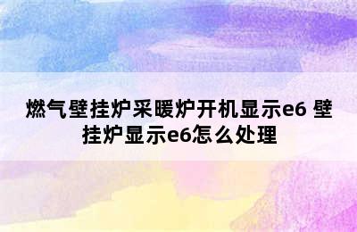 燃气壁挂炉采暖炉开机显示e6 壁挂炉显示e6怎么处理